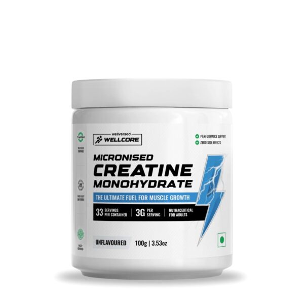 Wellcore Pure Micronised Creatine Monohydrate Powder | (Unflavoured, 33 Servings)